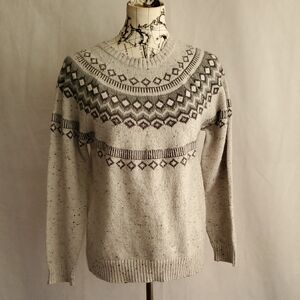 Weatherproof Gray Patterned Crewneck Sweater